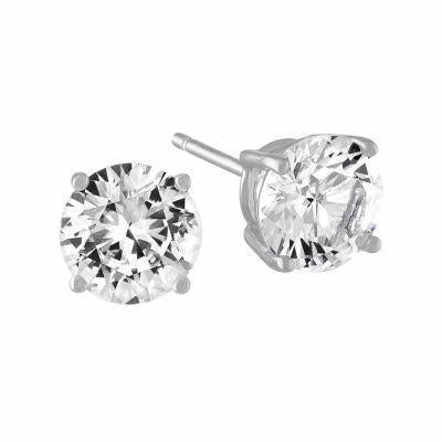 1 Carat Solitaire Round Cut Genuine Diamond Stud Earring White Gold 14K