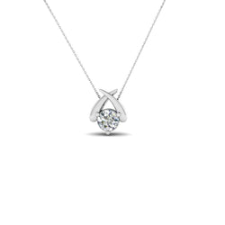 1 Carat Solitaire Round Cut Natural Diamond Pendant Necklace
