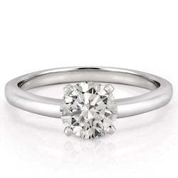 1 Carat Solitaire Round Cut Natural Earth Mined Diamond Wedding Ring White Gold 14K