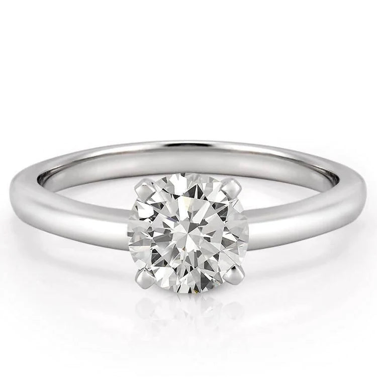 1 Carat Solitaire Round Cut Natural Diamond Wedding Ring White Gold 14K