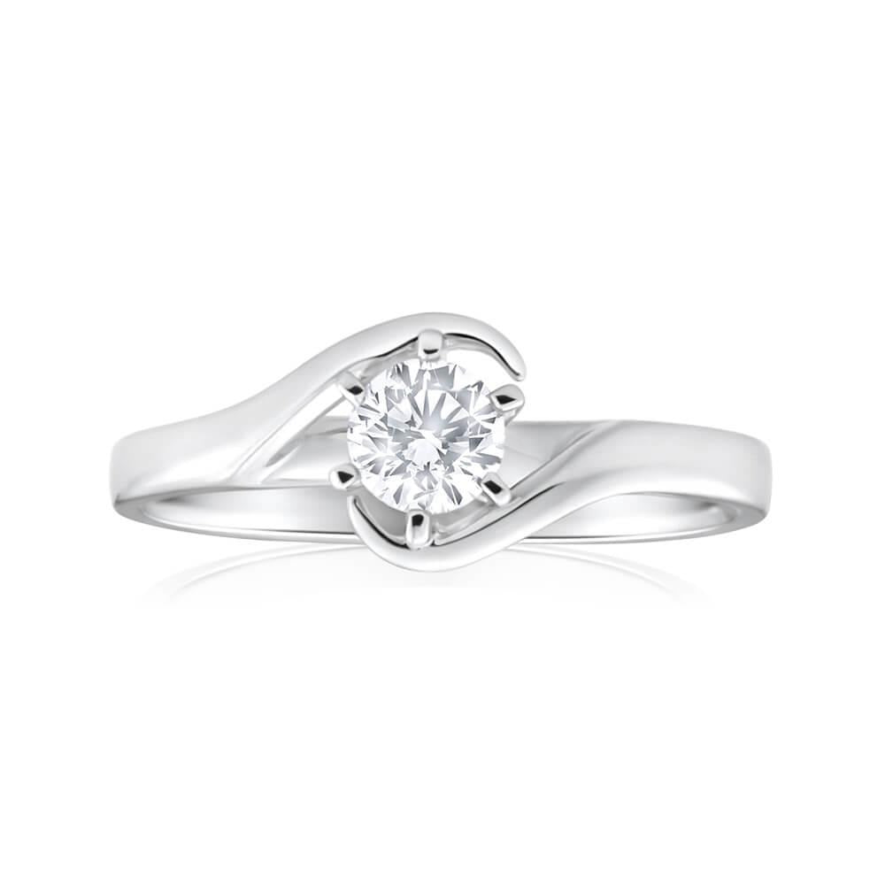 1 Carat Solitaire Round Cut Real Diamond Engagement Ring White Gold 14K - Solitaire Ring-harrychadent.ca