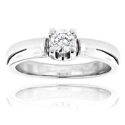 1 Carat Solitaire Round Cut Real Diamond Engagement Ring - Solitaire Ring-harrychadent.ca