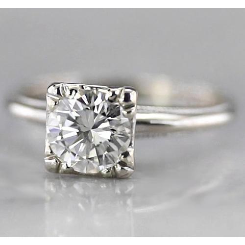 1 Carat Solitaire Round Genuine Diamond Engagement Ring