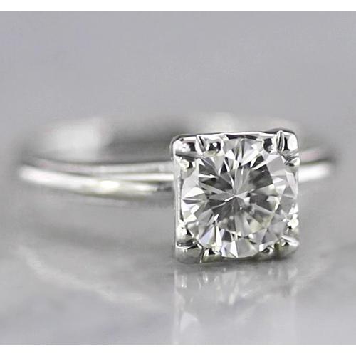 1 Carat Solitaire Round Genuine Diamond Engagement Ring