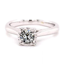 1 Carat Solitaire Round Old Mine Cut Natural Earth Mined Diamond Ring White Gold