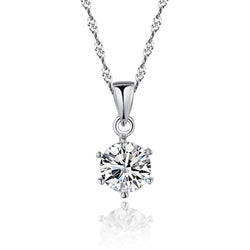 1 Carat Solitaire Round Real Diamond Necklace Pendant White Gold 14K