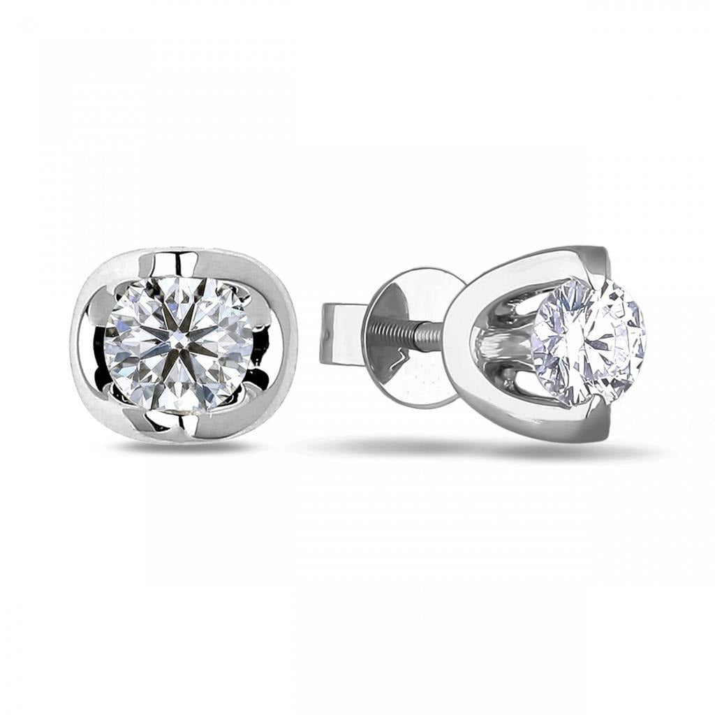 1 Carat Solitaire Round Real Diamond Stud Earring Women Jewelry - Stud Earrings-harrychadent.ca