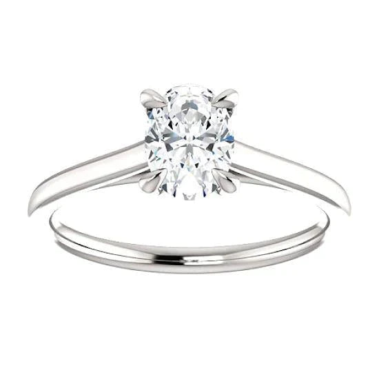 1 Carat Sparkling Oval Natural Diamond Ring