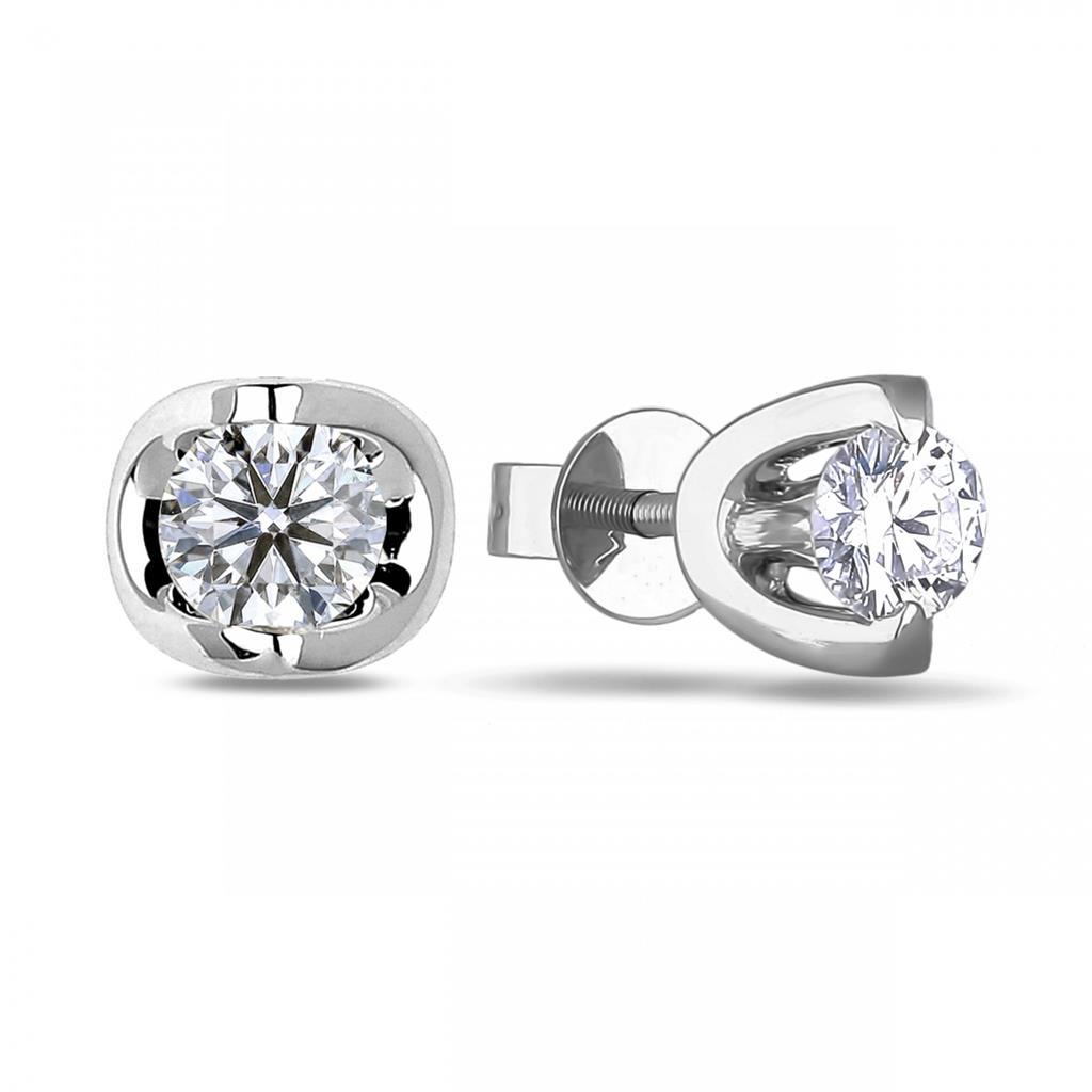 1 Carat Sparkling Round Cut Real Diamonds Studs Earrings 14K White Gold