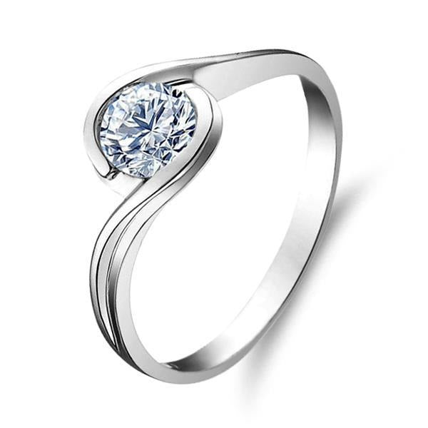1 Carat Sparkling Solitaire Real Round Diamond Engagement Ring - Solitaire Ring-harrychadent.ca