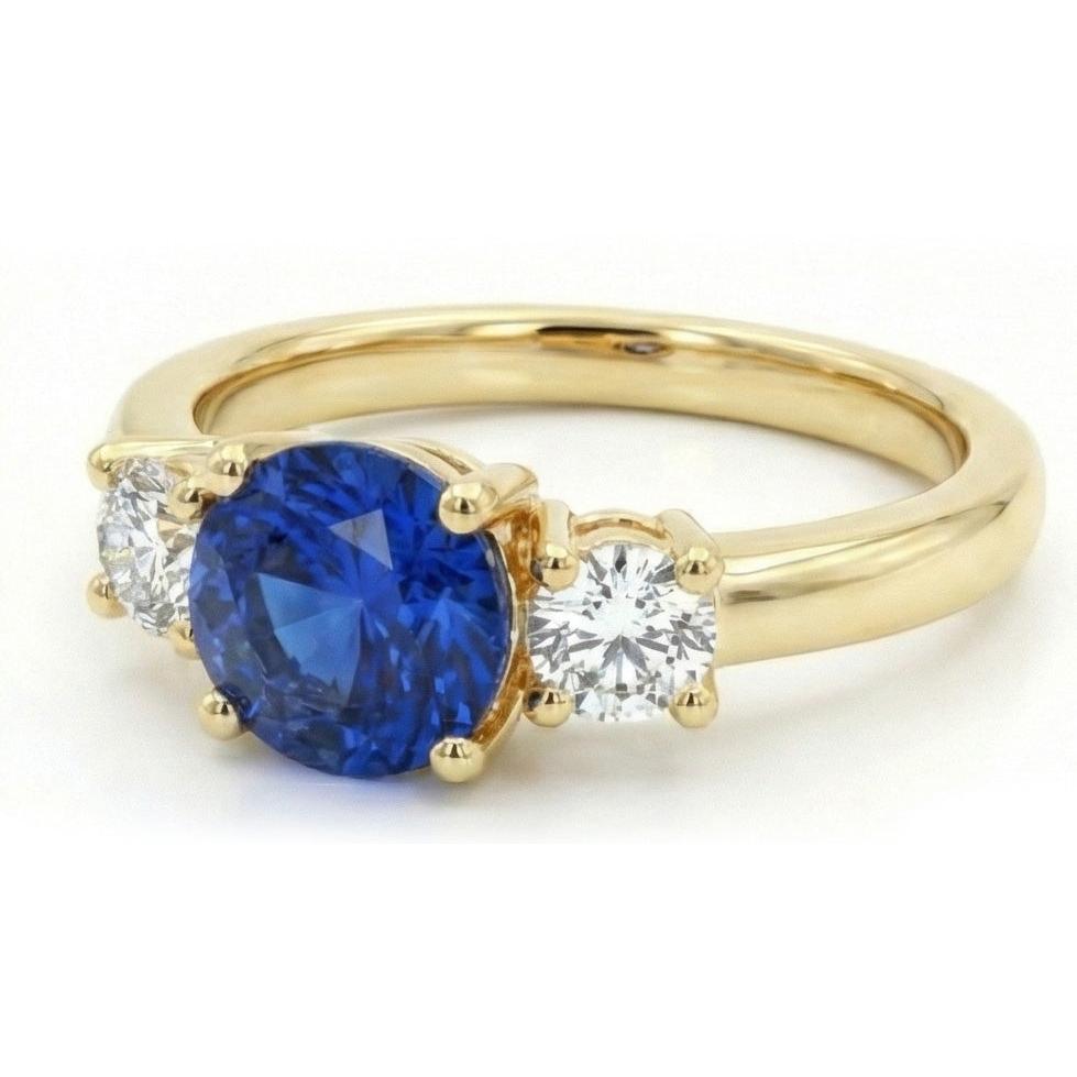 1 Carat Three Stone Natural Earth Mined Diamond ( Not Lab Grown )  Engagement Ring 14K Yellow Gold