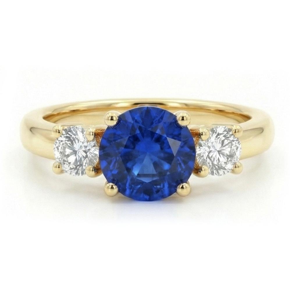 1 Carat Three Stone Natural Earth Mined Diamond ( Not Lab Grown )  Engagement Ring 14K Yellow Gold