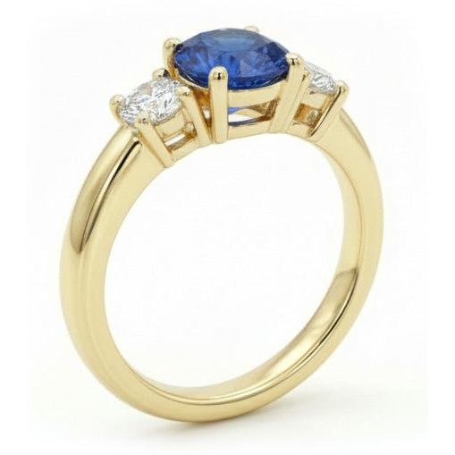 1 Carat Three Stone Natural Earth Mined Diamond ( Not Lab Grown )  Engagement Ring 14K Yellow Gold