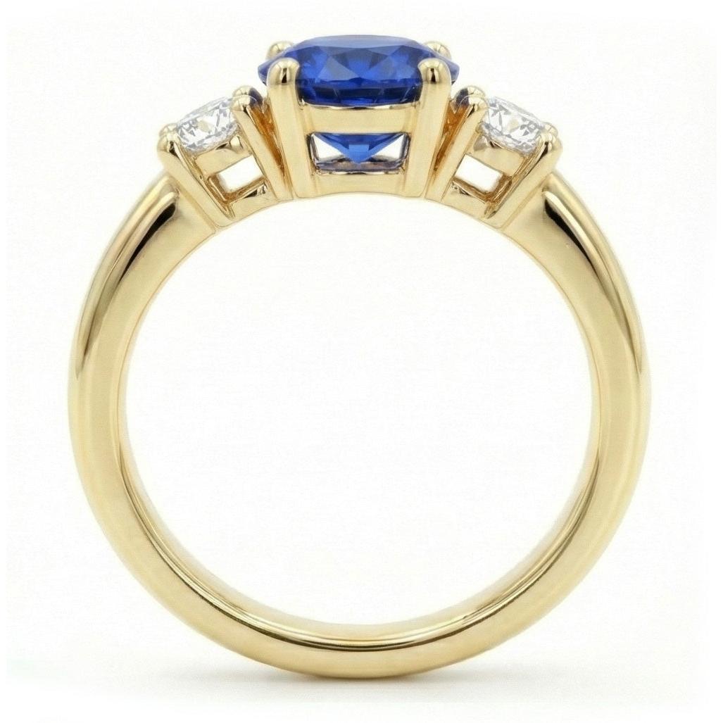 1 Carat Three Stone Natural Earth Mined Diamond ( Not Lab Grown )  Engagement Ring 14K Yellow Gold