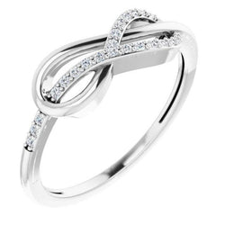 1 Carat Twisted Natural Earth Mined Diamond Infinity Ring White Gold 14K