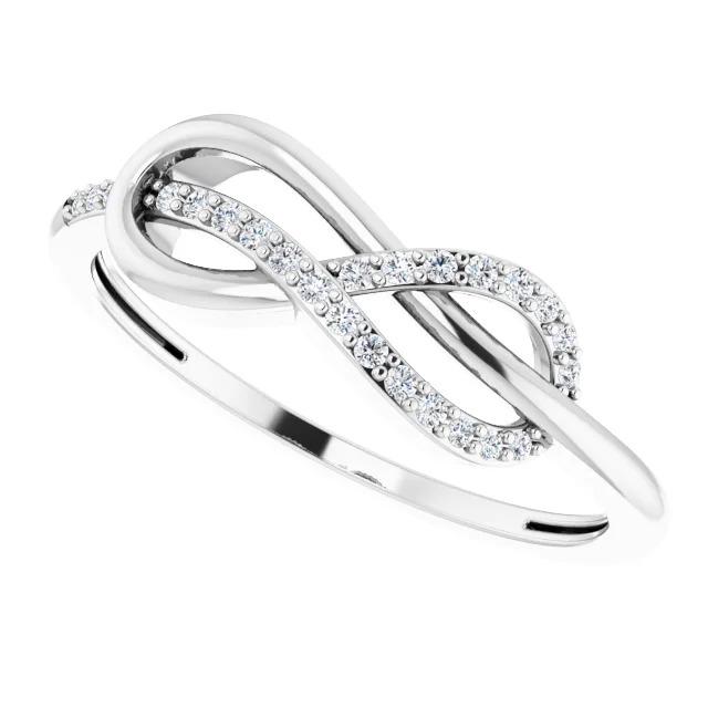1 Carat Twisted Natural Diamond Infinity Ring White Gold 14K
