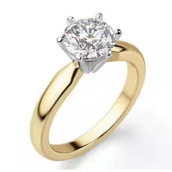 1 Carat Two Tone Comfort Fit Round Real Diamond Ring Solitaire