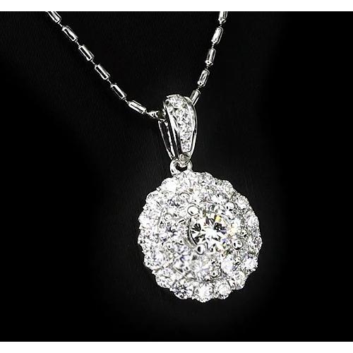 1 Carat White Gold 14K Round Cut Real Diamond Ladies Pendant