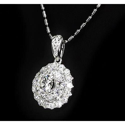 1 Carat White Gold 14K Round Cut Real Diamond Ladies Pendant