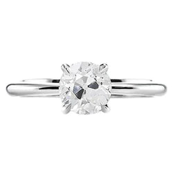 1 Carat Women's Solitaire Ring Old Mine Cut Genuine Natural Earth Mined Diamond Prong Set Jewelry