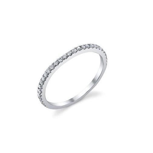 1 Ct Natural Round Cut Diamond Wedding Band 14K White Gold