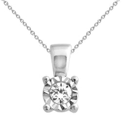 1 Ct Round Genuine Diamond Necklace Pendant Solid Gold Diamond Cut Mounting