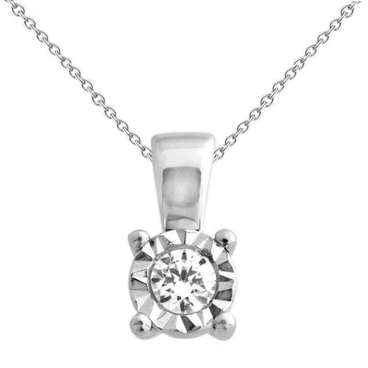 1 Ct Round Genuine Diamond Necklace Pendant Solid Gold Diamond Cut Mounting