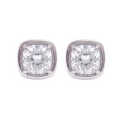 1 Carat Cushion Cut Lab Grown Diamonds Stud Earring White Gold 14K