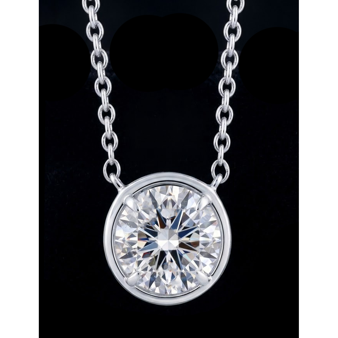1 Carat Round Shape Lab Grown Diamond Pendant 14K White Gold