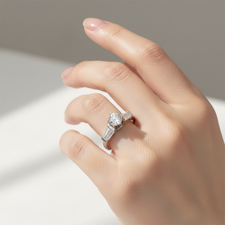 2.01 Carat Natural Earth Mined Diamond ( Not Lab Grown )s Three Stone Style Engagement Ring New