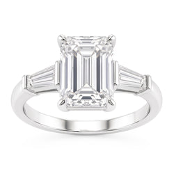2.01 Ct. Emerald Real Natural Earth Mined Diamond ( Not Lab Grown )  3 Stone Engagement Ring New