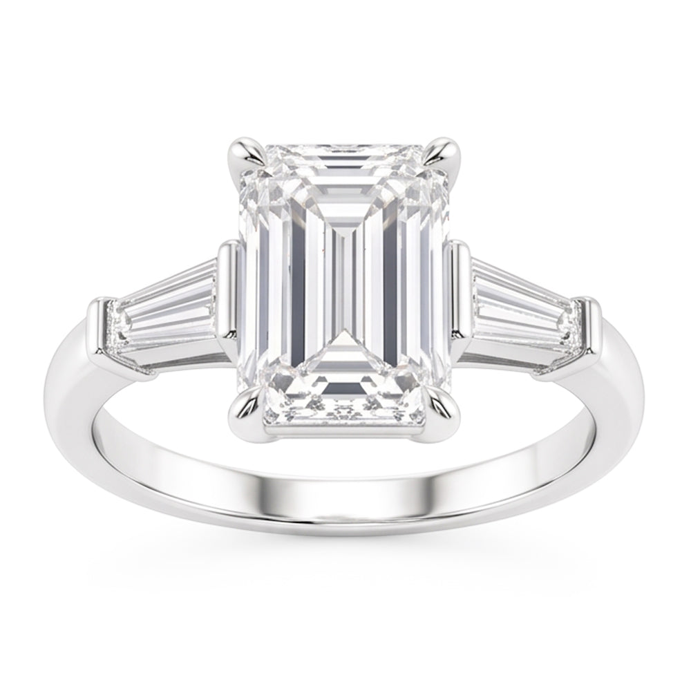 2.01 Ct. Emerald Real Natural Earth Mined Diamond ( Not Lab Grown )  3 Stone Engagement Ring New