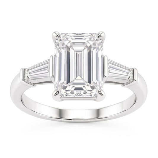 2.01 Ct. Emerald Real Natural Earth Mined Diamond ( Not Lab Grown )  3 Stone Engagement Ring New