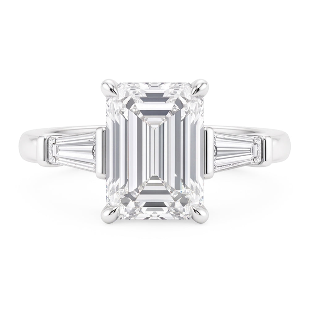 2.01 Ct. Emerald Real Natural Earth Mined Diamond ( Not Lab Grown )  3 Stone Engagement Ring New