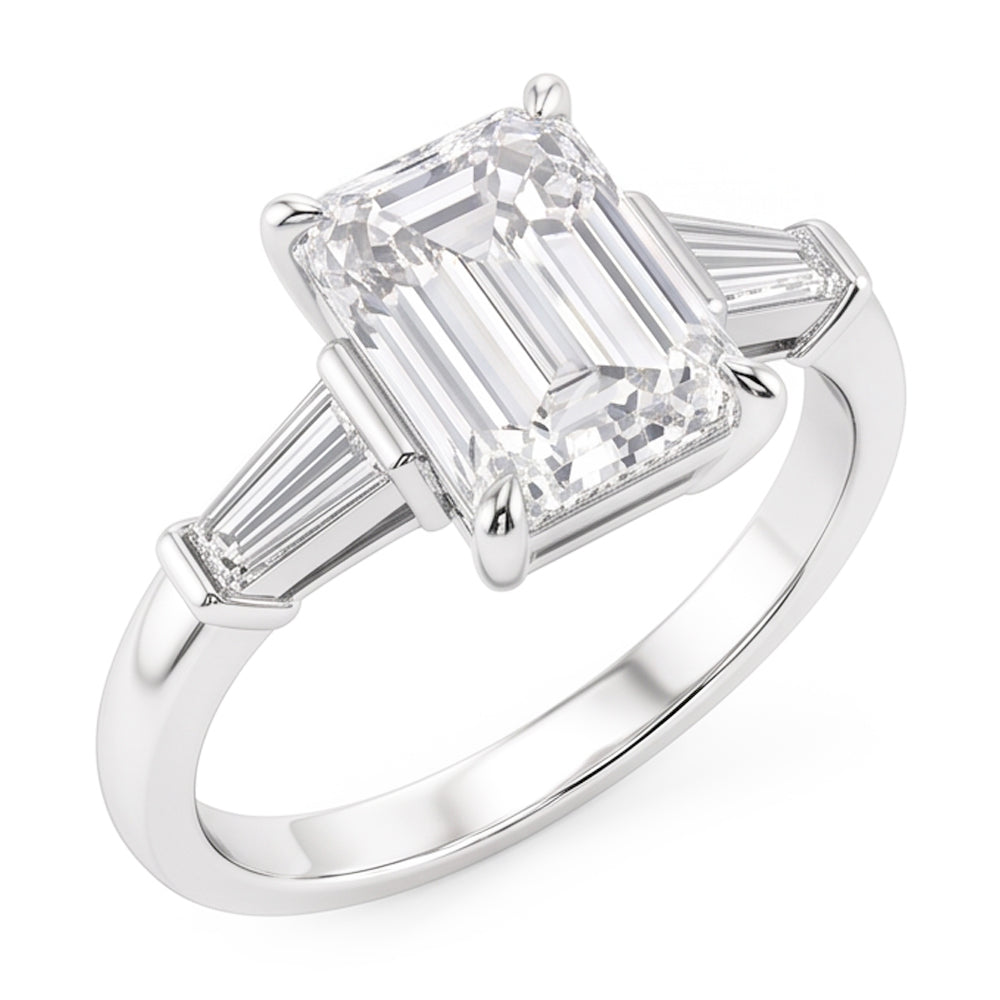 2.01 Ct. Emerald Real Natural Earth Mined Diamond ( Not Lab Grown )  3 Stone Engagement Ring New