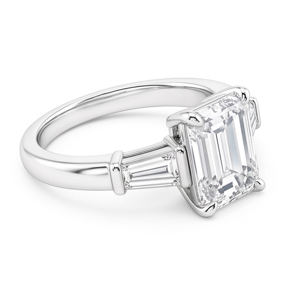 2.01 Ct. Emerald Real Natural Earth Mined Diamond ( Not Lab Grown )  3 Stone Engagement Ring New