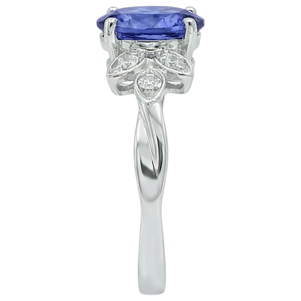 2.05 Carats Tanzanite And Natural Earth Mined Diamond ( Not Lab Grown )  Ring White Gold 14K