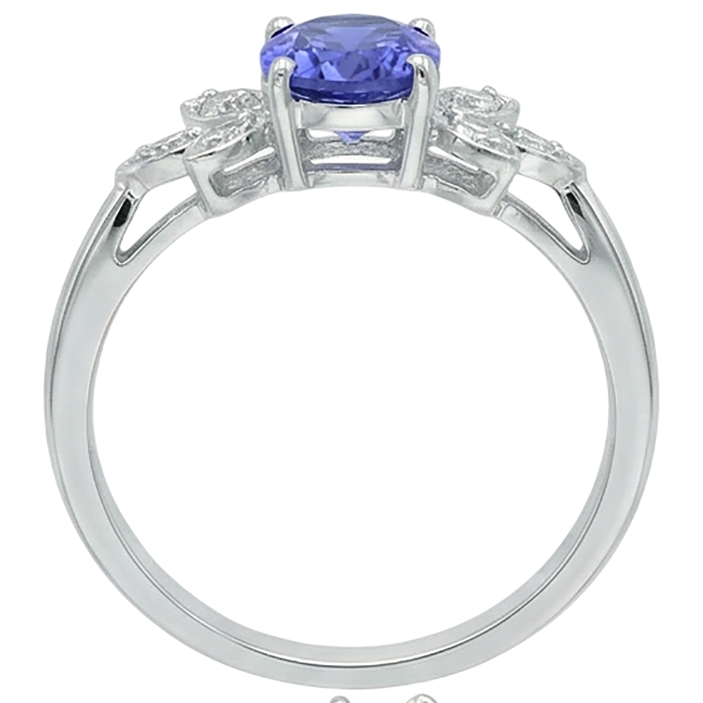 2.05 Carats Tanzanite And Natural Earth Mined Diamond ( Not Lab Grown )  Ring White Gold 14K