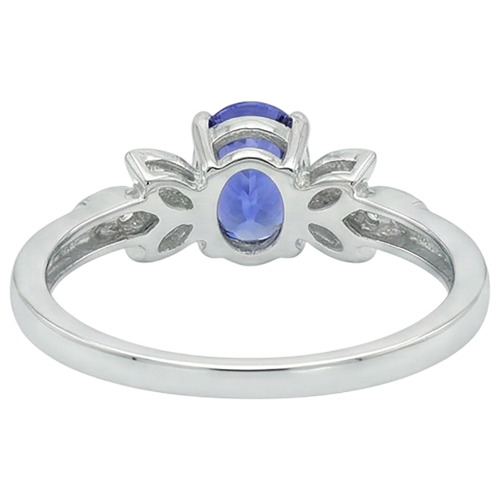 2.05 Carats Tanzanite And Natural Earth Mined Diamond ( Not Lab Grown )  Ring White Gold 14K