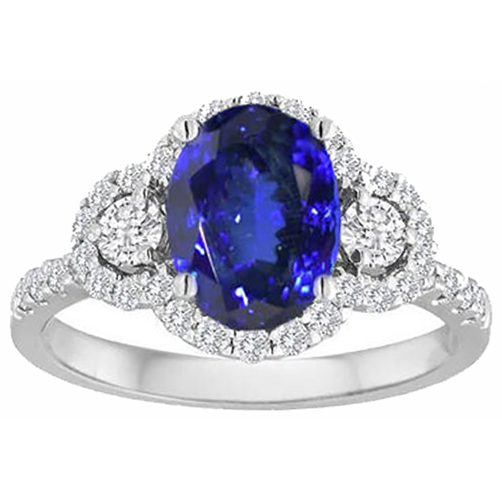 natural round tanzanite 2.10ct ring profile view