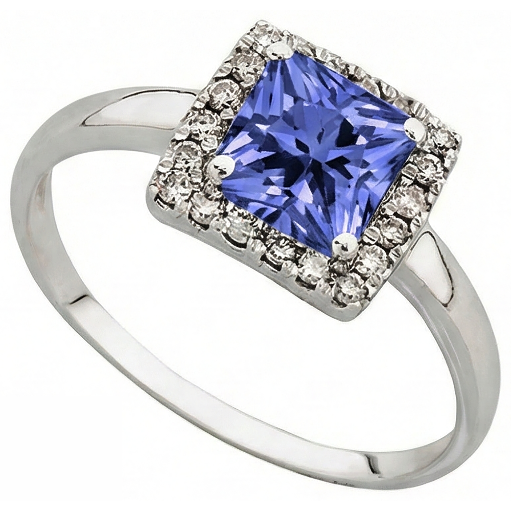 2.15 Carats Prong Set Tanzanite & Natural Earth Mined Diamond ( Not Lab Grown ) Wedding Ring White Gold 14K