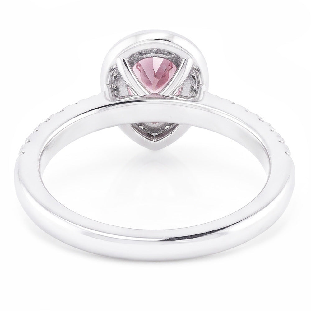 2.20 Carats Pear Pink Sapphire Round Natural Earth Mined Diamond ( Not Lab Grown ) Engagement Ring