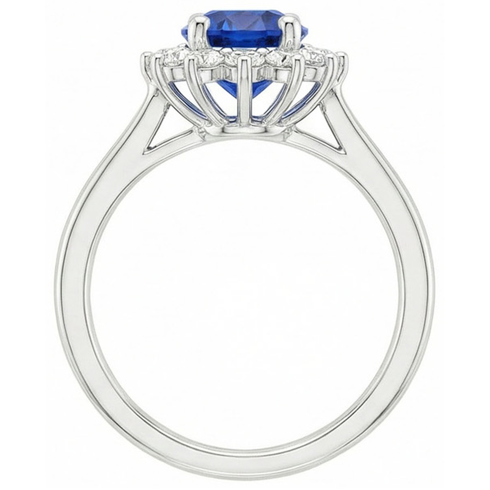 natural round sapphire 2.20ct ring profile view