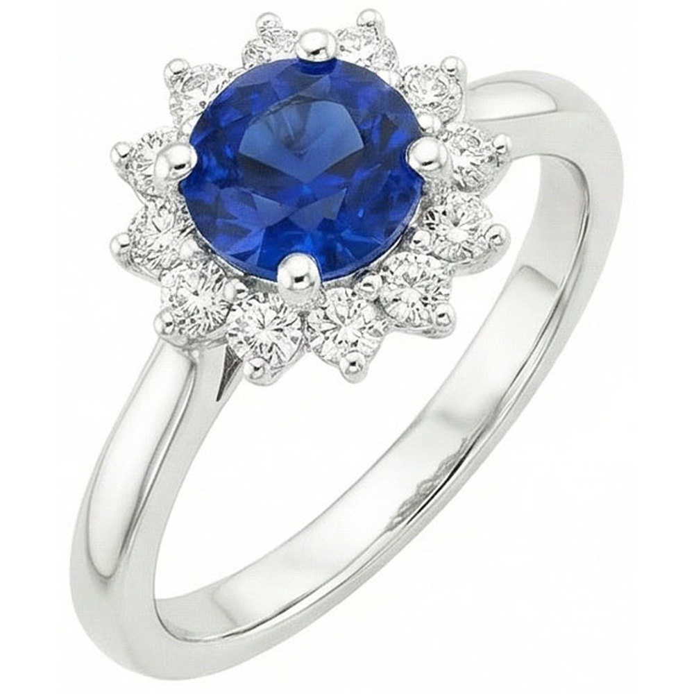 natural round sapphire 2.20ct ring front view