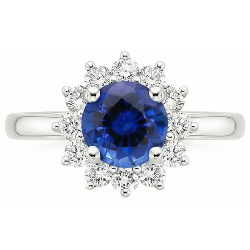 natural round sapphire 2.20ct ring side angle