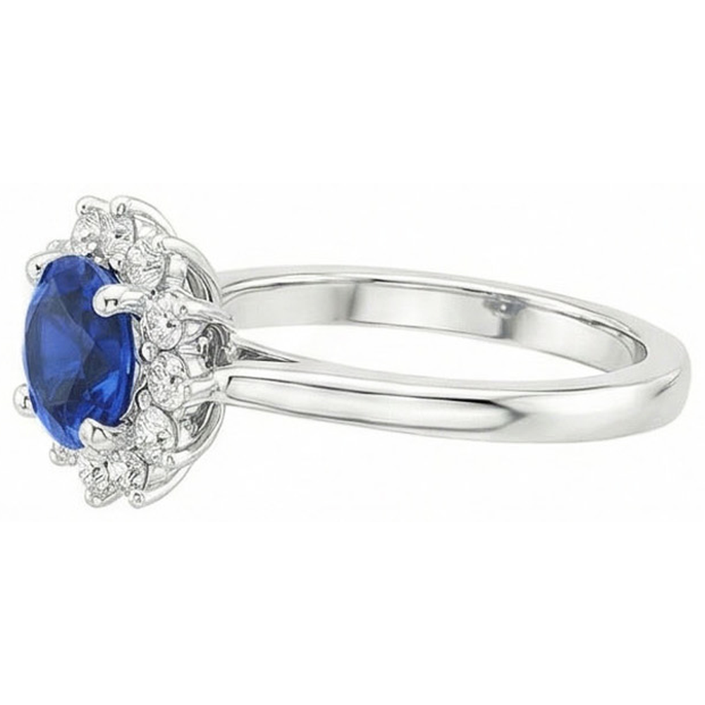 natural round sapphire 2.20ct ring close up detail