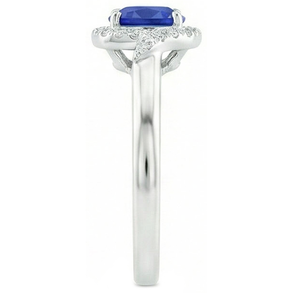 2.25 Carats Ceylon Sapphire And Natural Earth Mined Diamond ( Not Lab Grown )  Promise Ring White Gold 14K
