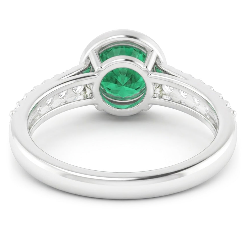 2.25 Carats Green Emerald And Natural Earth Mined Diamond ( Not Lab Grown ) Ring White Gold 14K