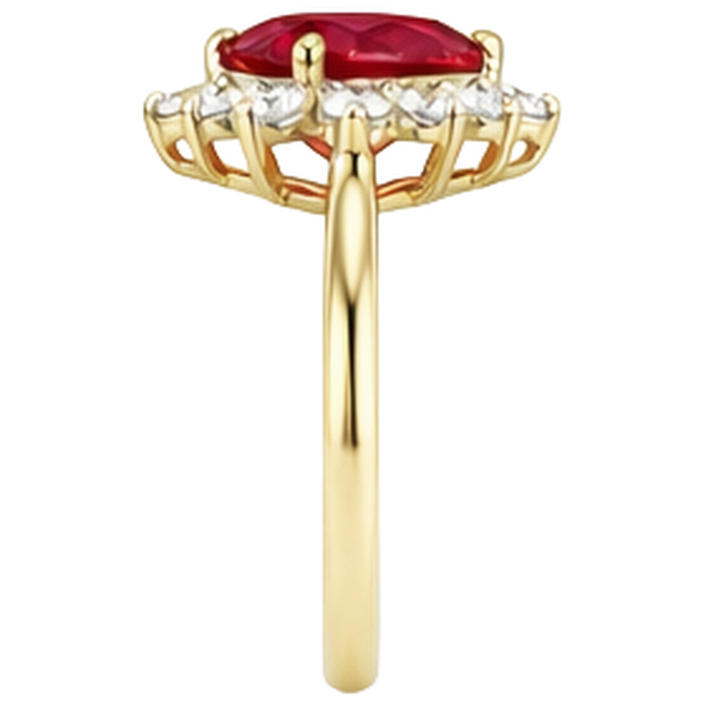 2.25 Carats Heart Cut Ruby And Natural Earth Mined Diamond ( Not Lab Grown )  Ring Yellow Gold 14K