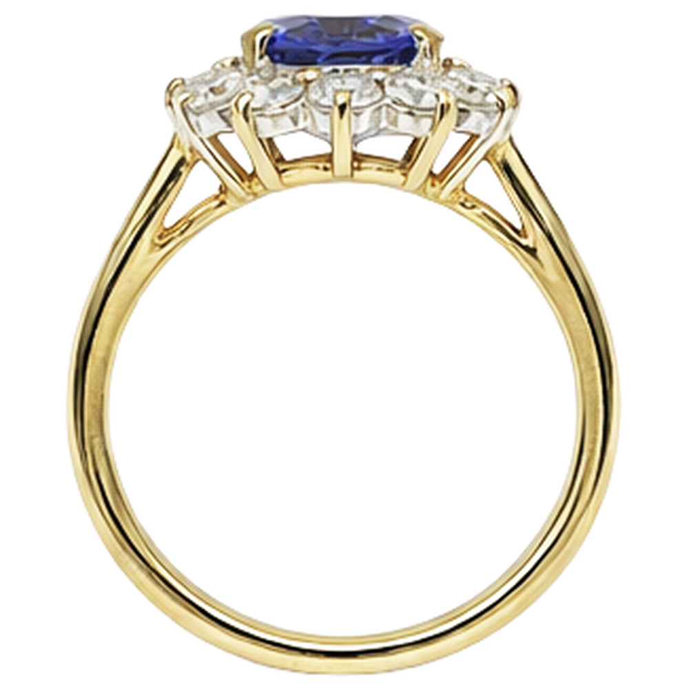 2.25 Carats Oval Cut Tanzanite & Natural Earth Mined Diamond ( Not Lab Grown ) s Fancy Ring 14K Two Tone Gold